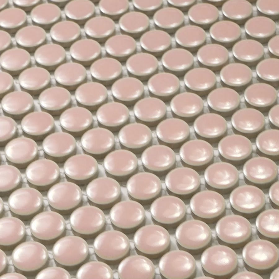 Broadwater Pink Gloss Penny Round Mosaic Tile