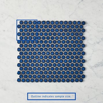 Broadwater Cobalt Blue Gloss Penny Round Mosaic Tile