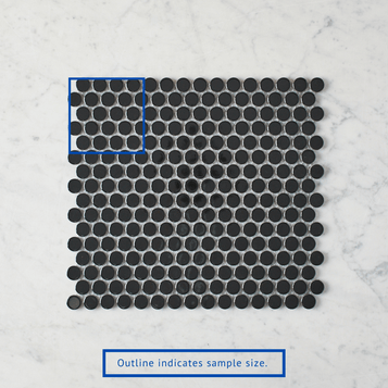 Broadwater Black Gloss Penny Round Mosaic Tile