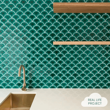 Coral Bay Gloss Teal Fish Scale Tile