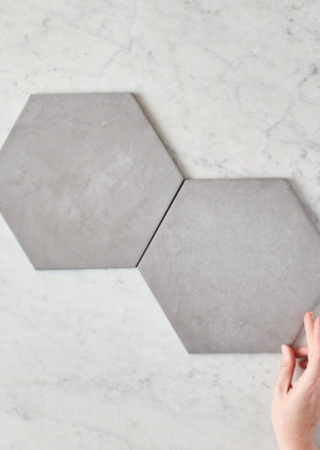 Fina Ceramics TILE Bells Beach Charcoal Encaustic Look Hexagon Tile