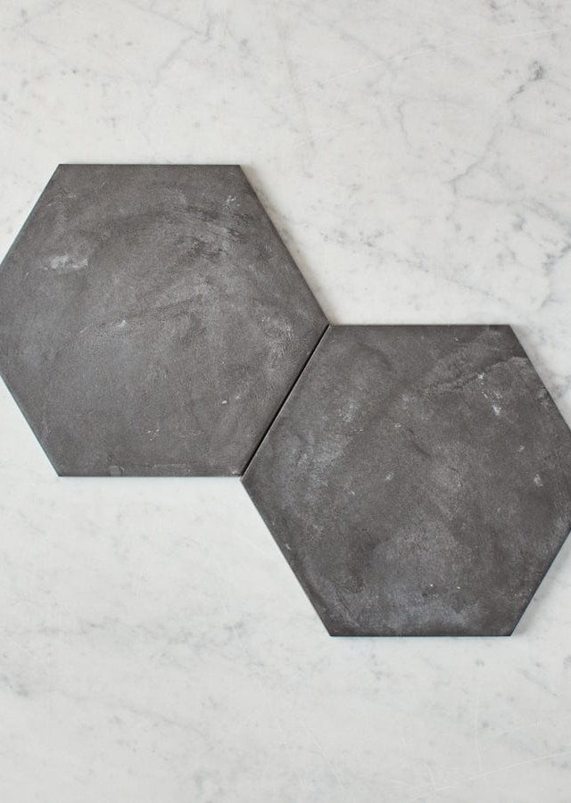 Fina Ceramics TILE Brighton Beach Black Encaustic Look Hexagon Tile