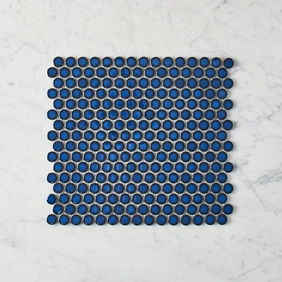 Pacific Greenwood TILE Broadwater Cobalt Blue Gloss Penny Round Mosaic Tile