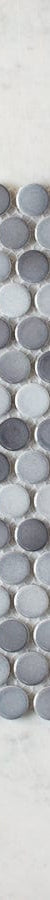 TC SAMPLE Broadwater Grey Mix Gloss Penny Round Mosaic Sample