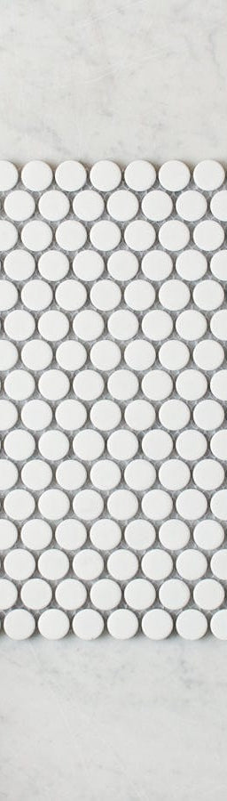 Pacific Greenwood TILE Broadwater White Matte Penny Round Mosaic Tile