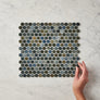 Broadwater Dark Blue Mix Gloss Penny Round Mosaic Tile
