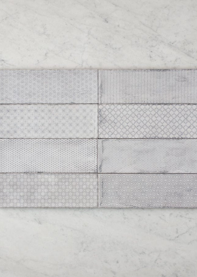 CBFD TILE Lennox Head Gloss Grey Pattern Tile