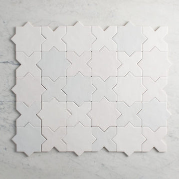 Mosman Matte Mixed White Star & Cross Tile