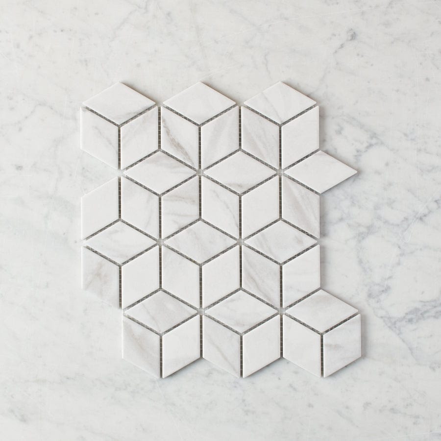 Pacific Greenwood TILE Oakley Cube Carrara Matte Mosaic Tile