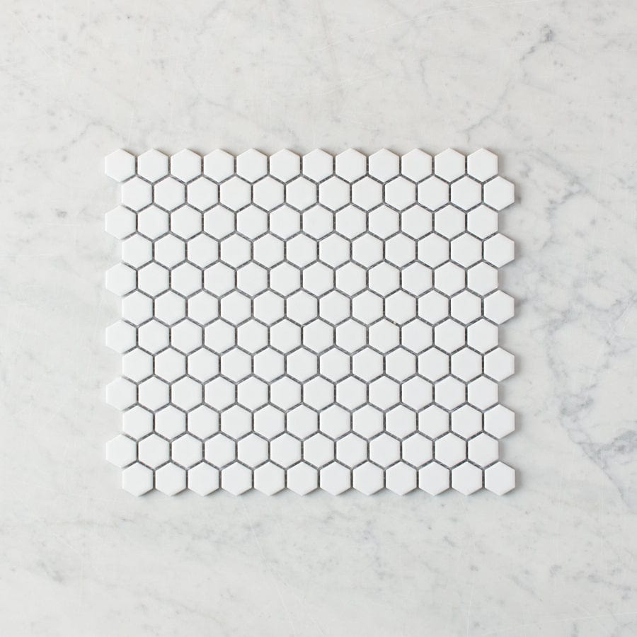 Pacific Greenwood TILE Peppermint Grove Small White Matte Hexagon Mosaic
