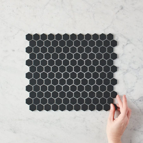 Peppermint Grove Small Black Matte Hexagon Mosaic