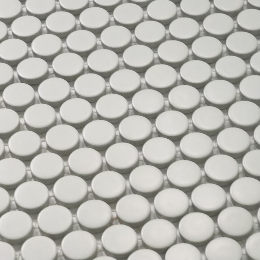 Broadwater White Matte Penny Round Mosaic Tile