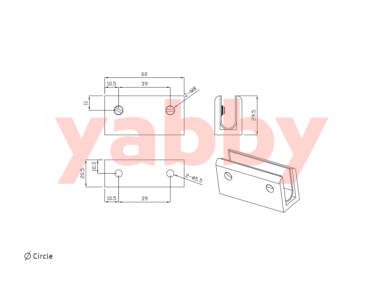 Yabby TAPWARE Shower Glass Clamp Warm Brushed Nickel