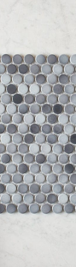 Pacific Greenwood TILE Broadwater Grey Mix Gloss Penny Round Mosaic Tile