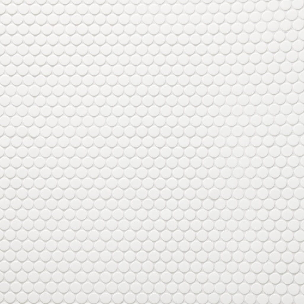Pacific Greenwood TILE Broadwater White Matte Penny Round Mosaic Tile