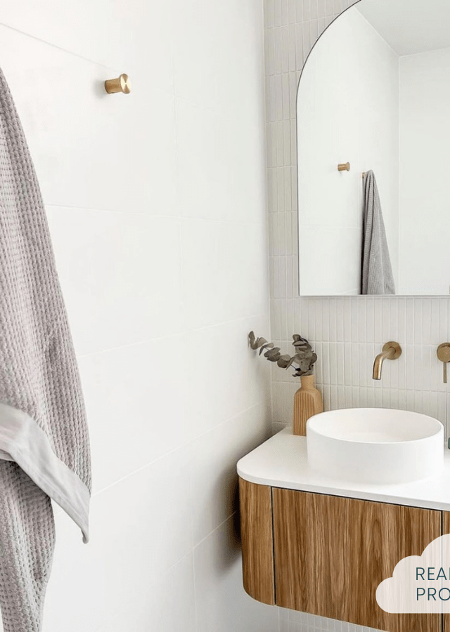 matte white tiles used on bathroom wall