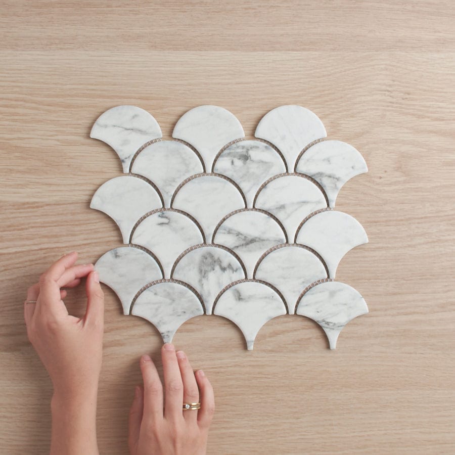 TileCloud TILE Coledale Matte Carrara Look Fishscale Tile