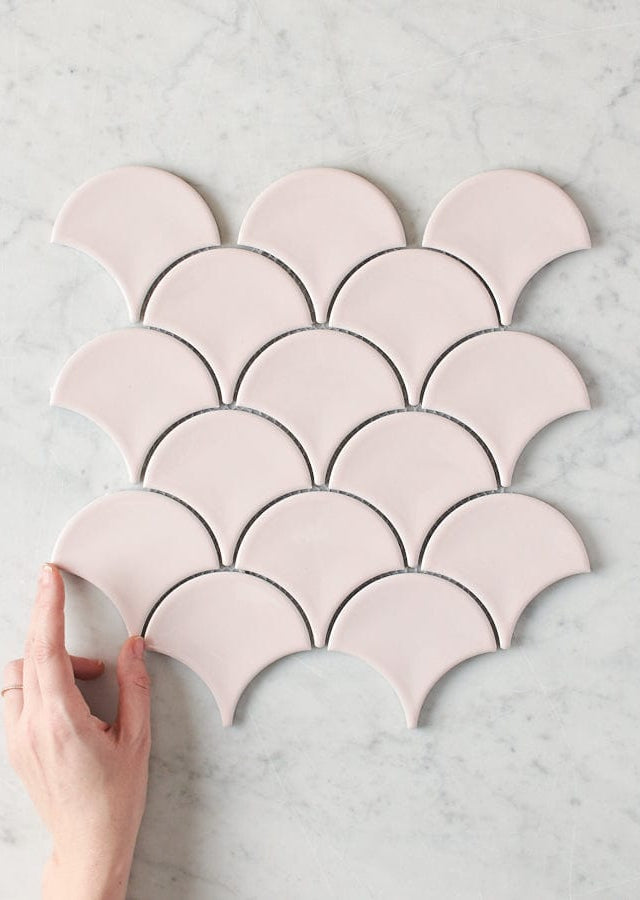 Pacific Greenwood TILE Coral Bay Gloss Pink Fish Scale Tile
