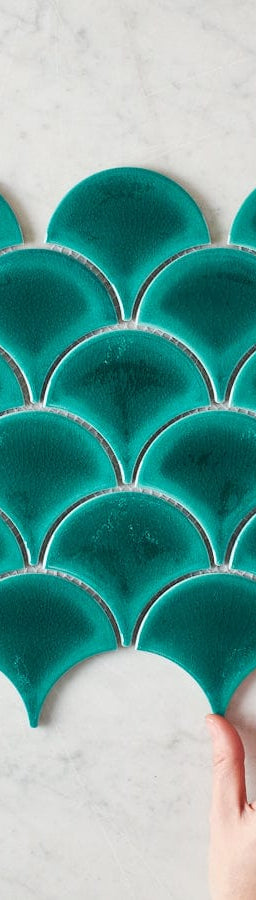 Pacific Greenwood TILE Coral Bay Gloss Teal Fish Scale Tile
