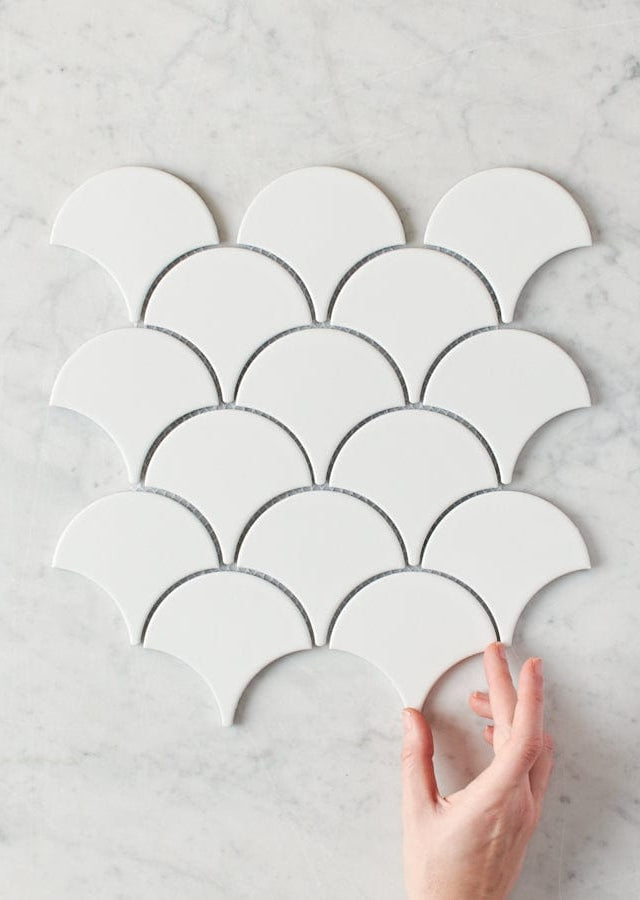 Pacific Greenwood TILE Coral Bay Matte White Fish Scale Tile