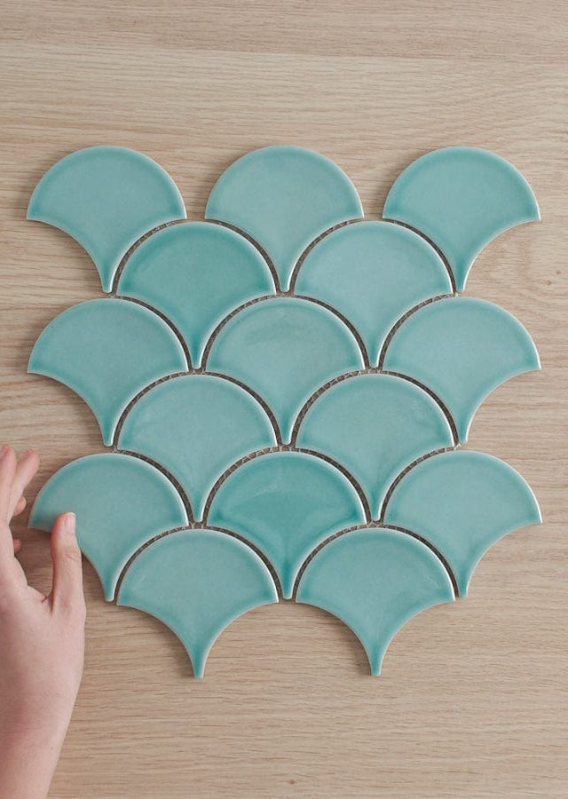 TileCloud TILE Coral Bay Mint Green Fish Scale Tile