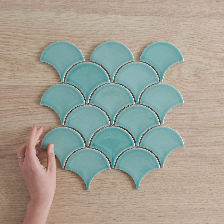 TileCloud TILE Coral Bay Mint Green Fish Scale Tile
