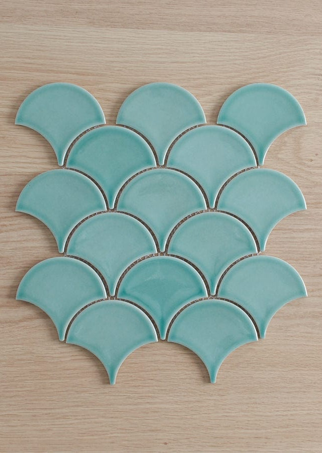 TileCloud TILE Coral Bay Mint Green Fish Scale Tile
