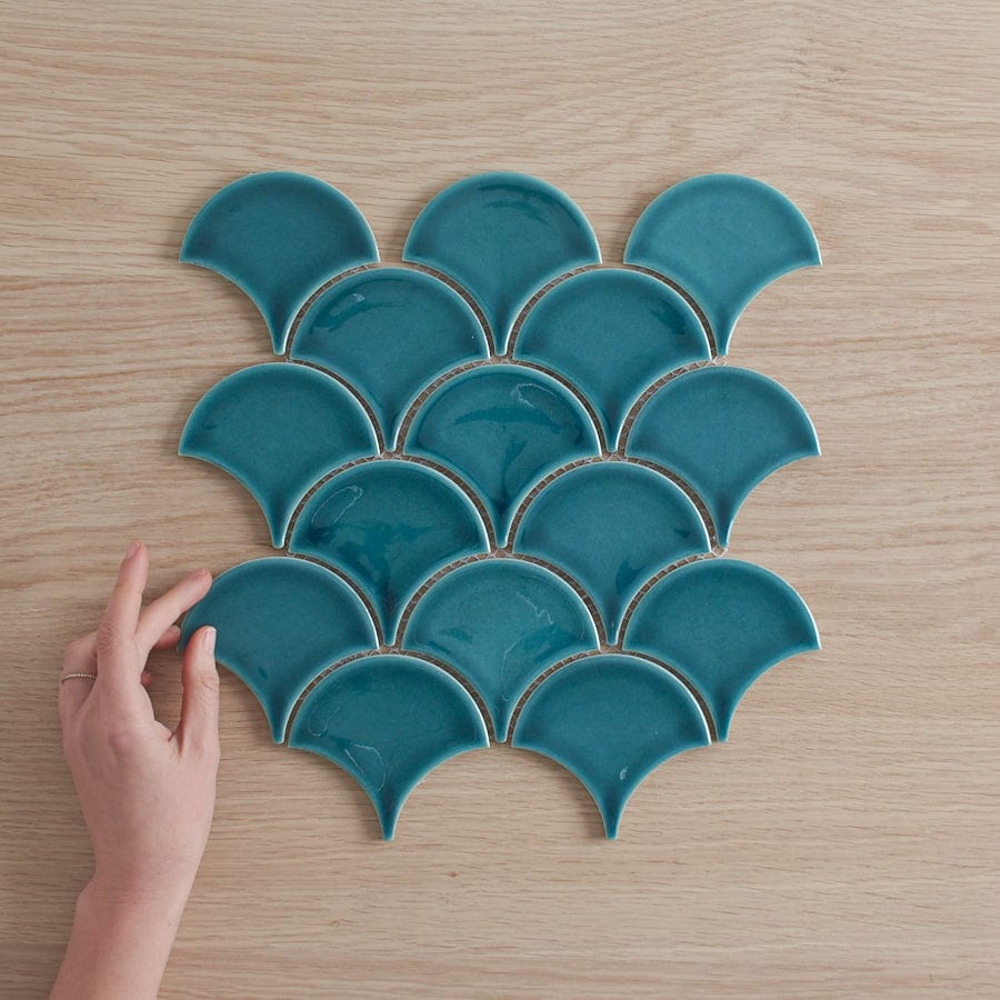 TileCloud TILE Coral Bay Sea Green Fish Scale Tile