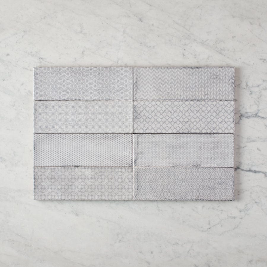 CBFD TILE Lennox Head Gloss Grey Pattern Tile