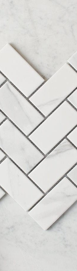 Pacific Greenwood TILE Tully Heads Carrara Matte Herringbone Tile